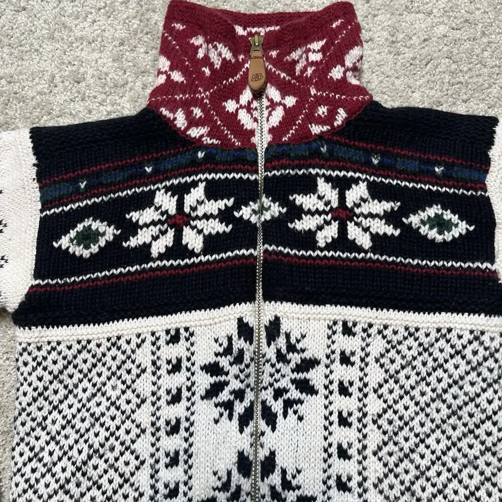 Ralph Lauren Boys 4/5 Fair Isle Ski Sweater Cotton Wool Full Zip Nordic Jacket